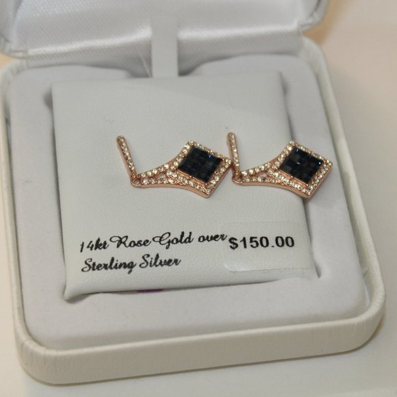 Sterling N' Ice 14k Rose Gold Over Silver Crystal Drop Earrings - Picture 4 of 6